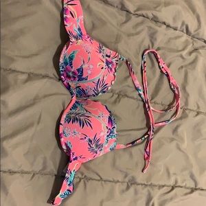 Floral ruffle cross back bikini top!!